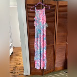 Lilly Pulitzer Pink and Blue Floral Maxi Dress